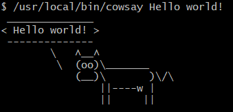 cowsay says Hello world!